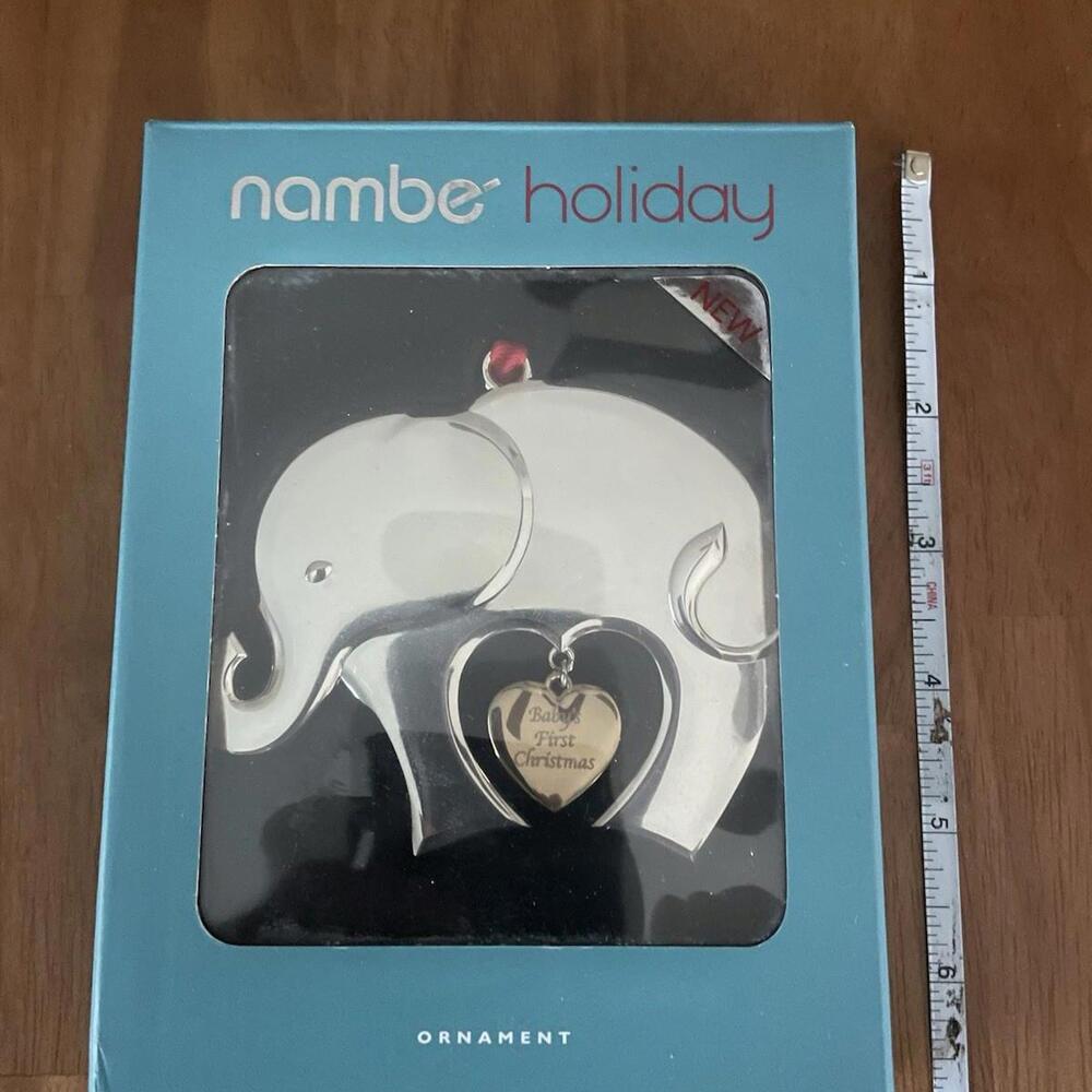 Nambe Baby's First Christmas Holiday Ornament 2021 Silver Plate Elephant